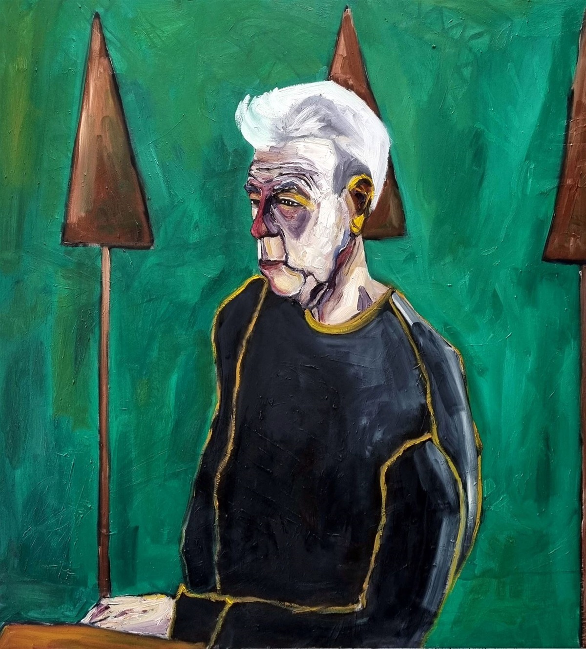 kermany_bahman_Mike sitting with black shirt and three trees_97X86cm.jpg